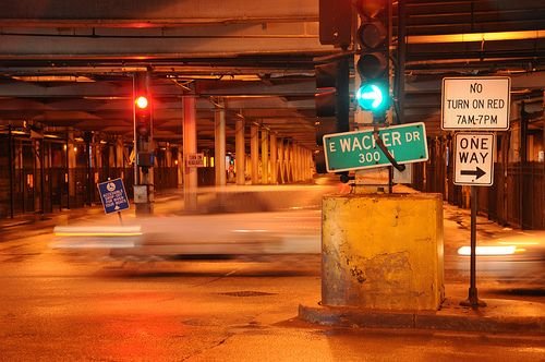 Lower Wacker Drive at Night